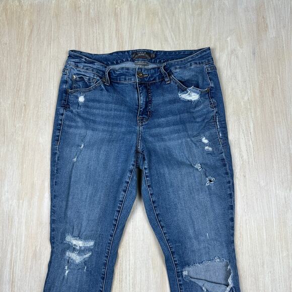 Torrid Mid Rise Skinny Vintage Stretch Distressed Casual Denim Jeans Women's 10R - Picture 2 of 16